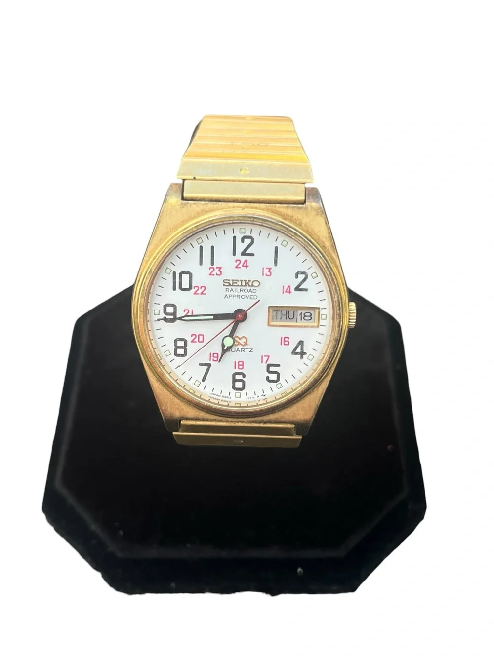 Vintage Seiko SQ 6923-7039 Railroad Approved Gold Tone Quartz Watch Untested